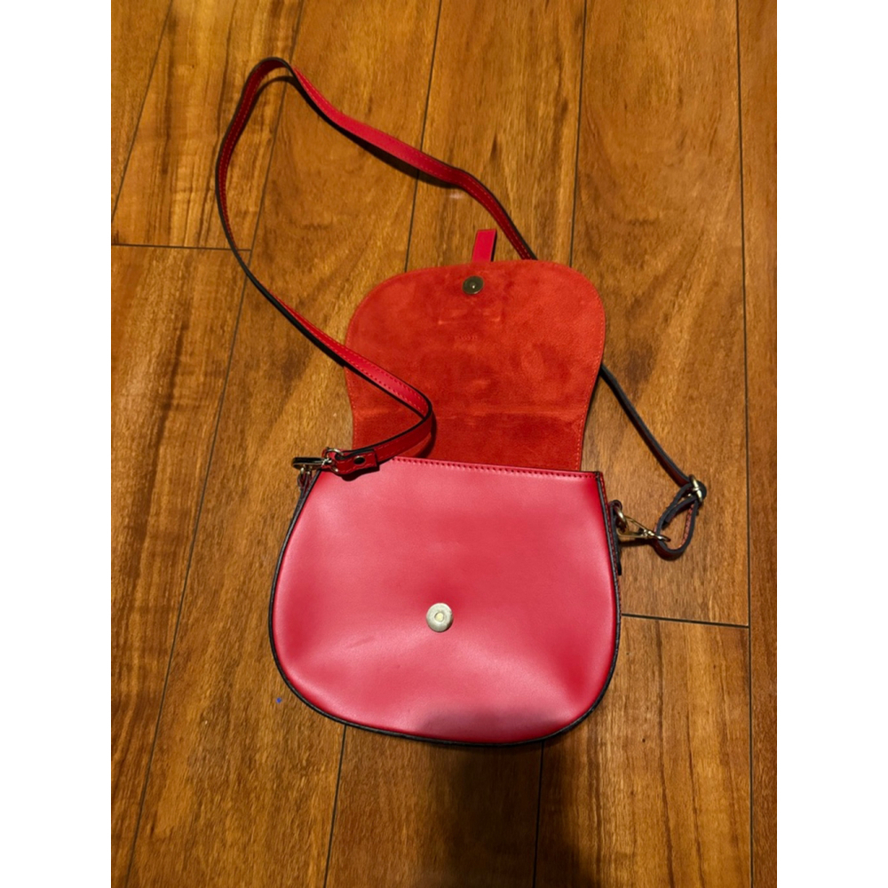 Women's Red Genuine Leather Crossbody Bag One Size